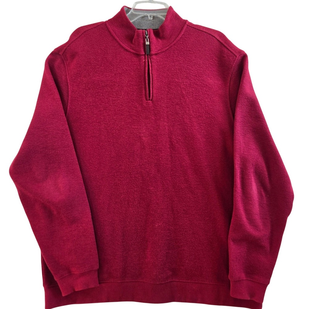 Tasso Elba Mens 2XL Burgundy 1/4 Zip Heavy Pullover Sweater Versatile Textured - Picture 7 of 8